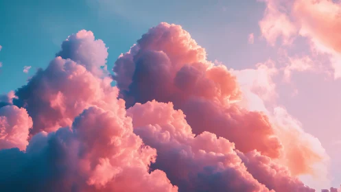 Cotton candy clouds glow softly in a dreamy evening sky