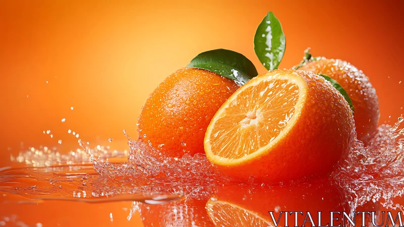 Citrus fireworks erupt in vivid orange splash and sparkle.