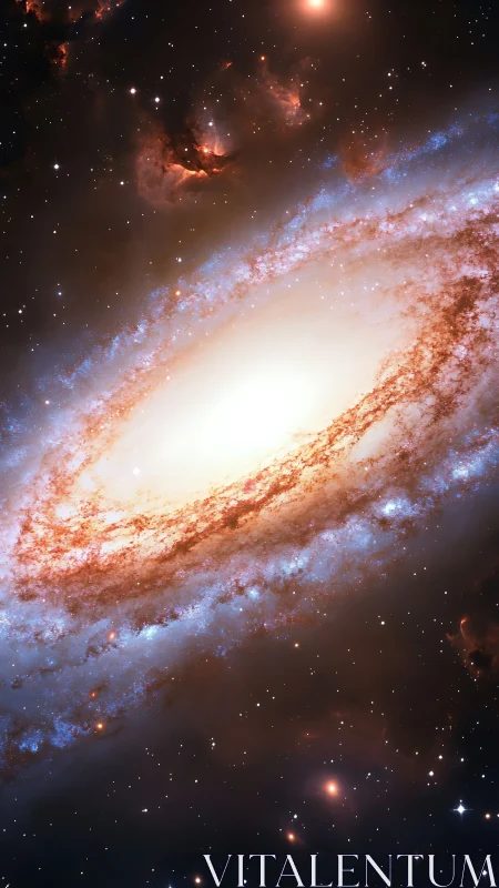 Spiral galaxy core glows amid dust lanes and starfields.