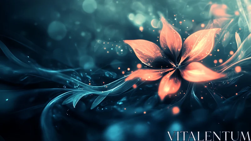 Glowing bokeh-lit flower rendered with soft-depth gradients and bloom