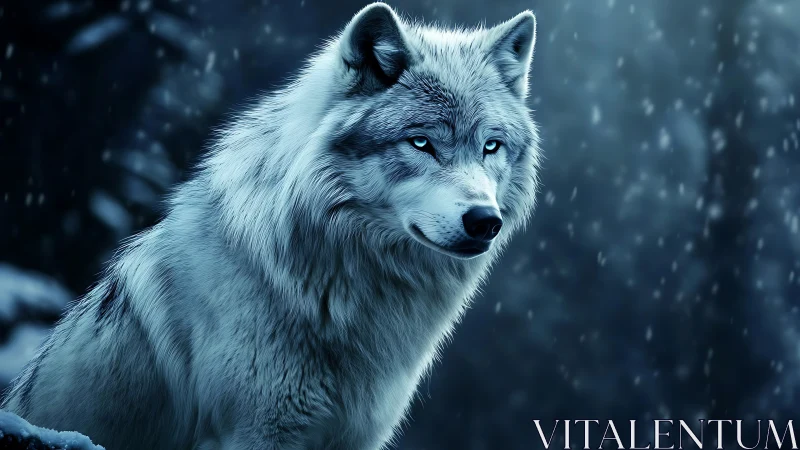 Lone arctic wolf rendered in high-contrast digital realism