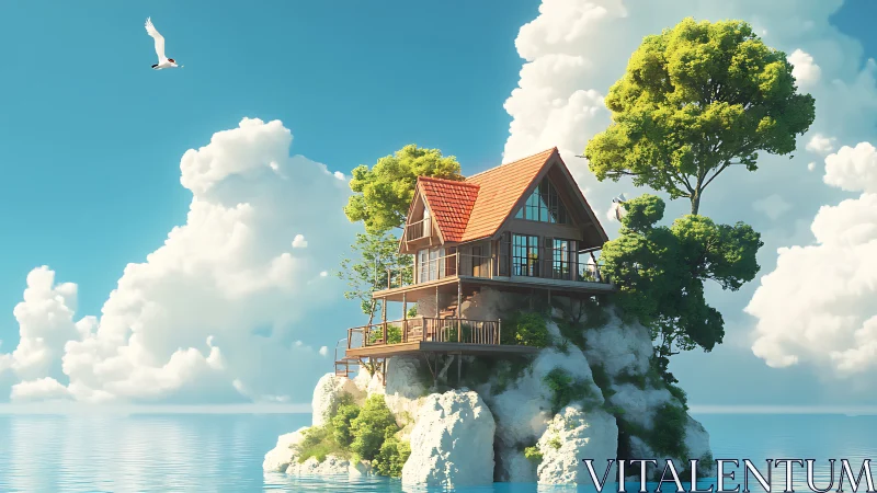 Clifftop Home Above Turquoise Waters in Dreamy Island Setting