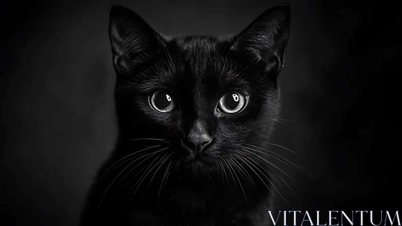 Striking Black Cat with Luminous Eyes.