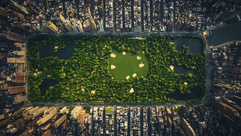 Aerial orthographic mapping of rectilinear parkland enclave.