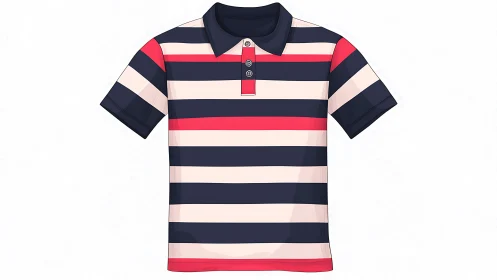 Striped Rugby Polo Shirt in Navy, Cream, and Red.