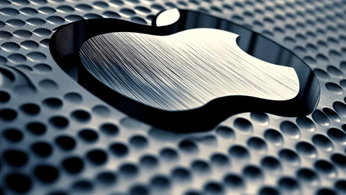 Brushed metal emblem slices through a sea of chrome dimples