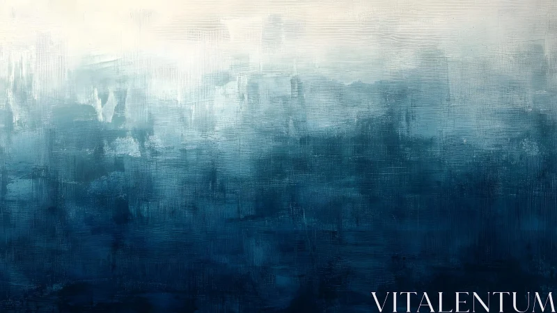 Abstract blue gradient painting with textured brush strokes.