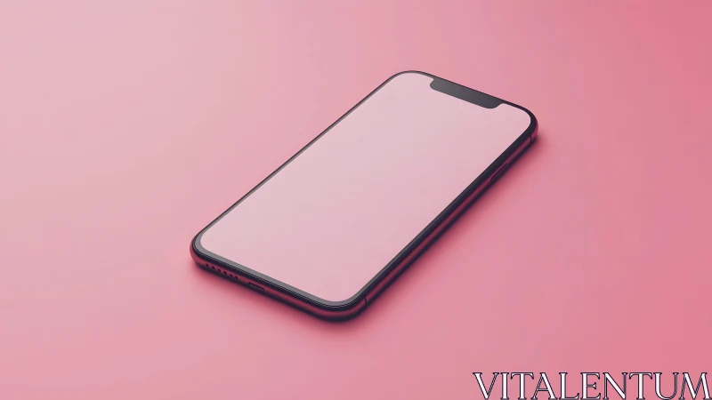 Modern smartphone with blank screen on pink minimalist background.