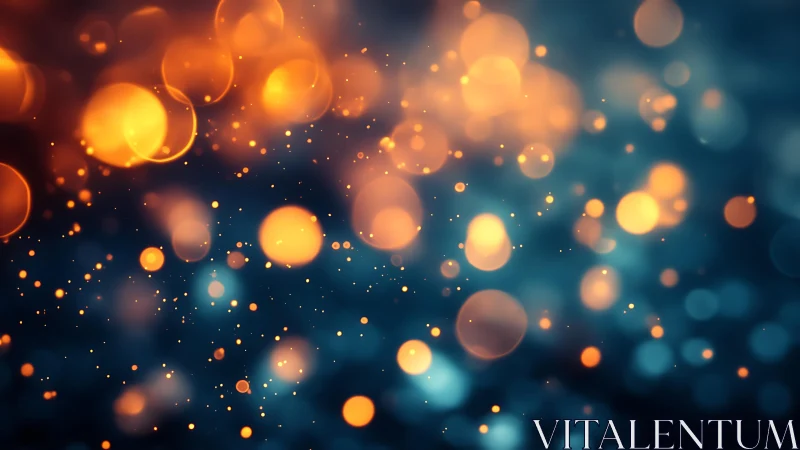 Glowing Orange and Blue Bokeh Abstract Light Background.