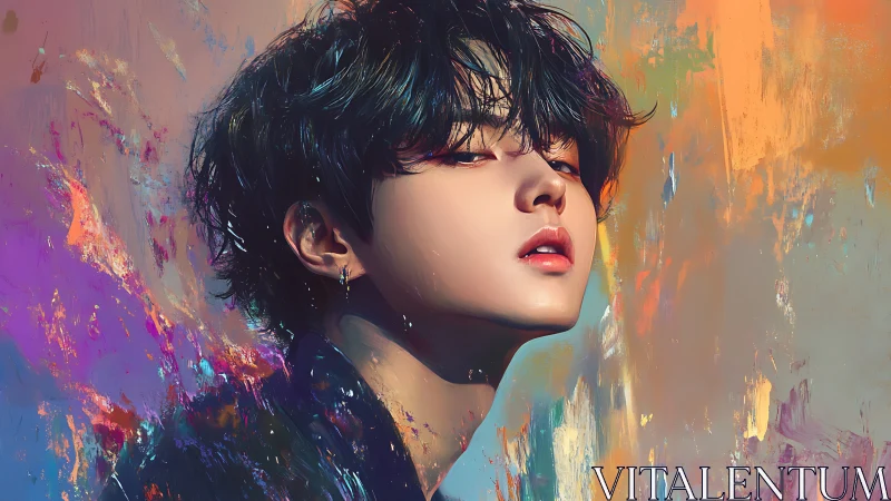 Velvet gaze in neon storms of color-splashed twilight.