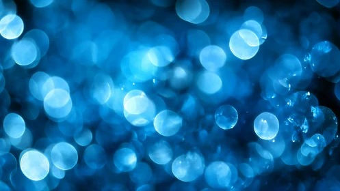 Blue bokeh light circles create soft abstract background.