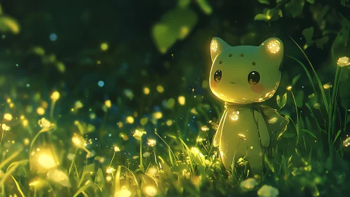 Firefly meadow stroll with a softly glowing forest friend.