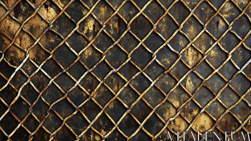 Weathered Rusty Chain-Link Fence Texture with Industrial Grunge Style.