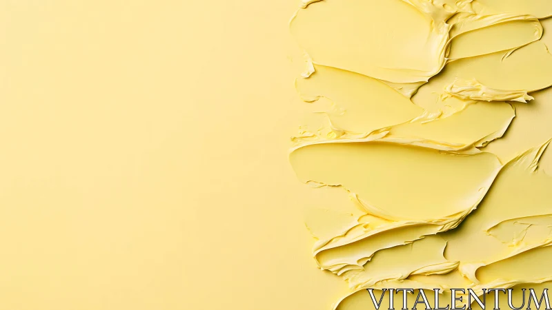 Yellow viscous material spread across flat surface plane.