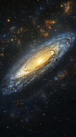 Luminous spiral galaxy rendered in high-detail digital space art
