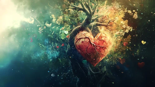 Heart of Nature's Light: A Tree's Glowing Soul.