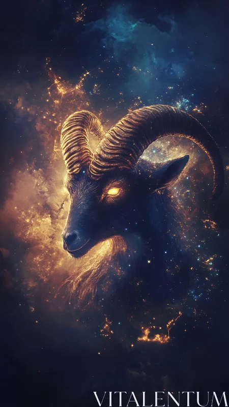 Starforged ram spirit carves constellations into deep night