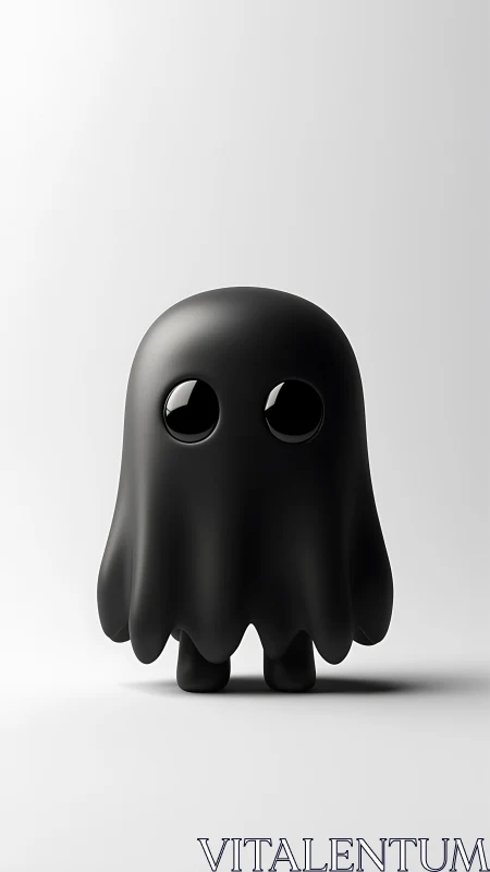 Shy midnight ghostling statue with glossy doll eyes.
