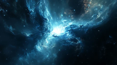 Digital nebula structure forms bright stellar core center