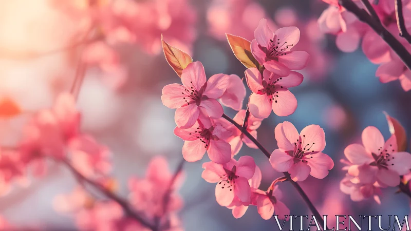 Spring Cherry Blossoms in Soft Focus: Botanical Study.