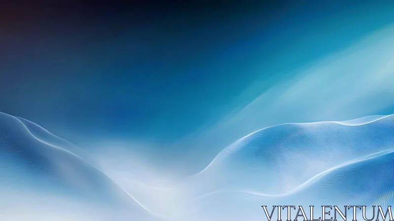 Ethereal blue wave forms under soft atmospheric glow.