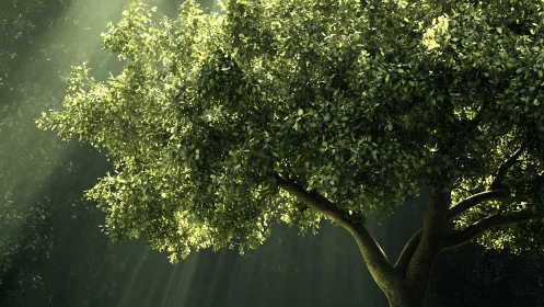 Sunlit canopy leans into woodland hush and drinks light