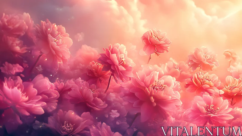 Peony Dream: Sunset's Rose-Pink Reverie.