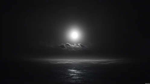Gentle moonrise floating above a quiet, silver-touched sea.