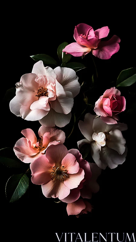 Petal Constellations Blooming Against Liquid Darkness