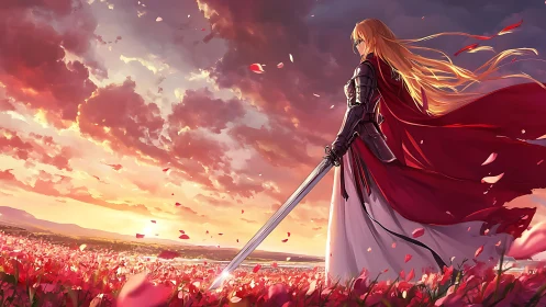 Sunset-forged knight listens to the whispering sword fields