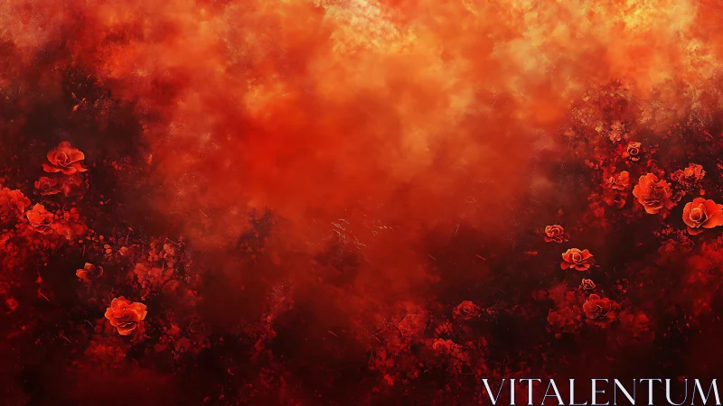 Crimson Bloom Reverie: Roses Ablaze in Molten Light.