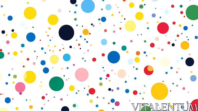 Colorful Polka Dot Pattern on White Background, Modern Abstract Style.