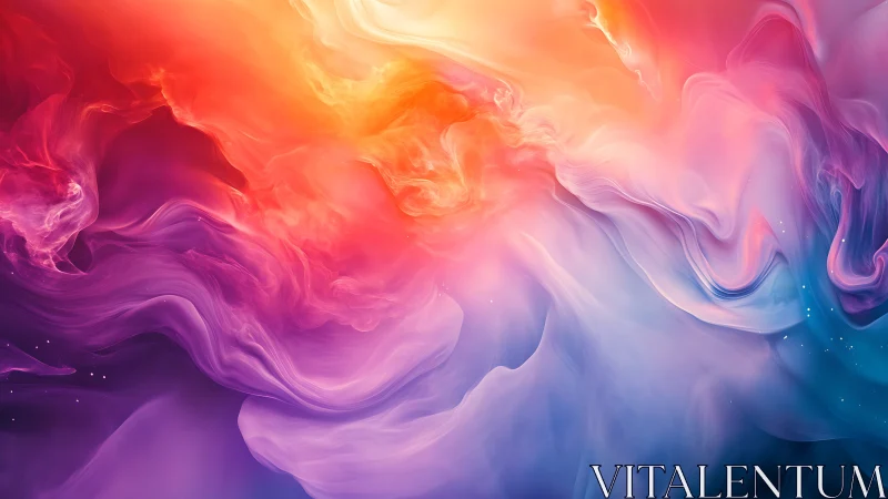 Glowing cosmic clouds swirl in soft waves of pink and gold