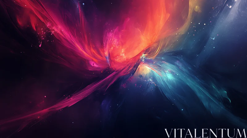 Nebular energy streams collide in luminous abstract digital space