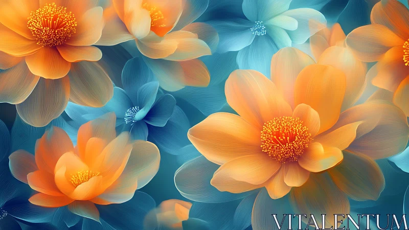 Luminous Botanicals: Digital Rendering of Gradient-Layered Floral Composition.