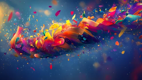 Ribboned stardust pirouettes through a midnight color storm