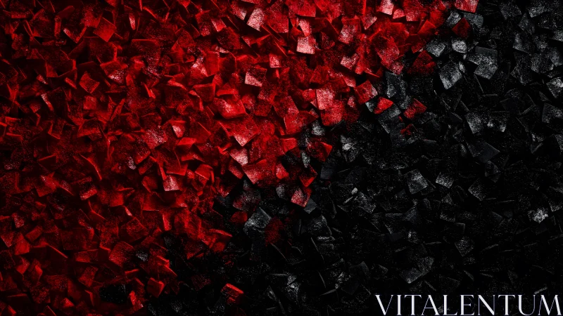 Abstract geometric red and black mosaic digital art background.