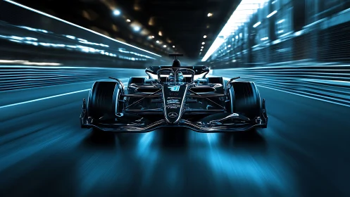 Midnight race machine carves neon tunnels of pure velocity