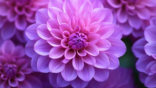 Purple Dahlia Blooms in Layered Magnificence