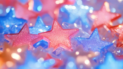 Translucent glitter star shapes under shallow depth-of-field lighting
