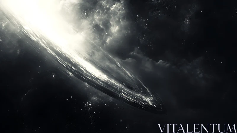 Stellar accretion ring slicing through luminous cosmic void.