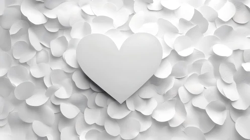 Monochrome Heart Blooms Amid Delicate Petal Dreams.