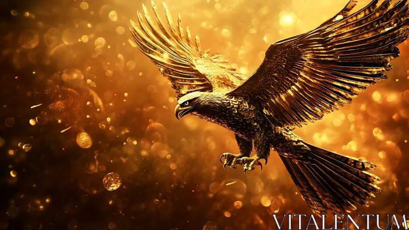 Majestic Golden Eagle Soaring in Luminous Artistic Style.