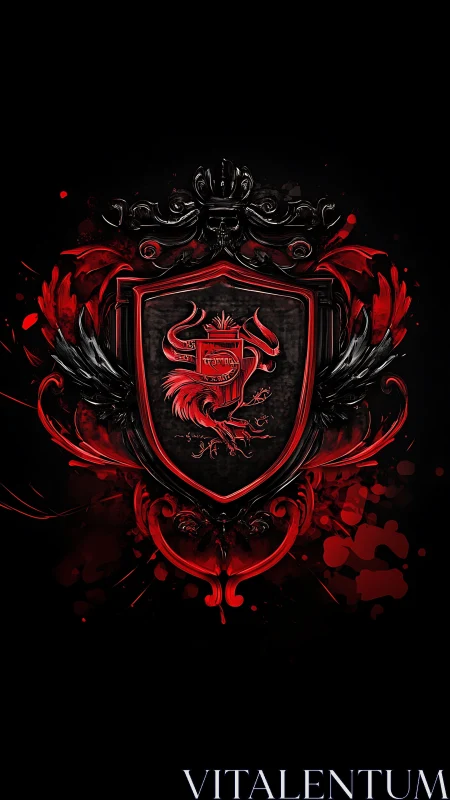 Crimson dragon crest dominates ornate black heraldic shield