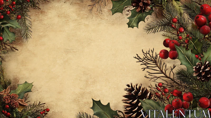 Rustic Christmas border frames blank parchment background