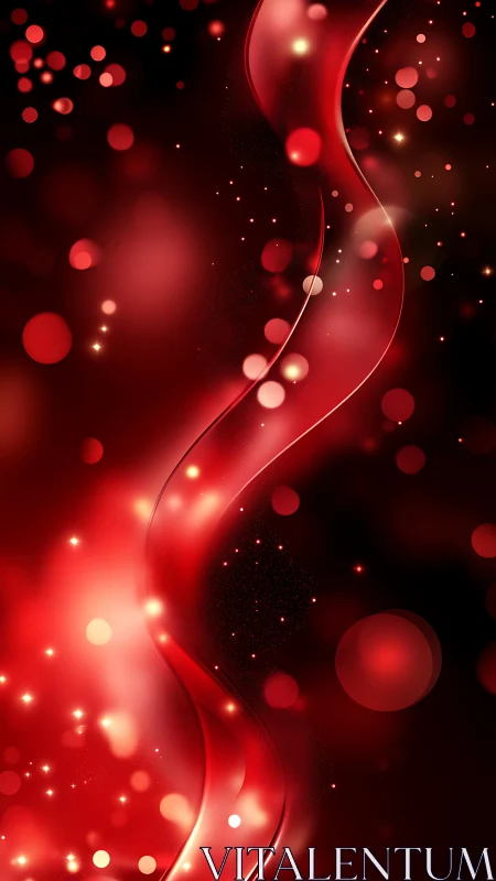 Luminous red bokeh stream with sinuous optical wavefront.
