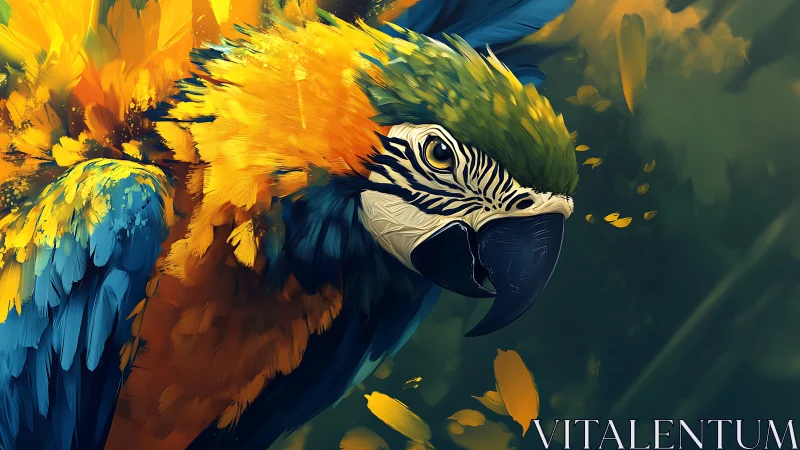 Vibrant digital painting of a macaw with bold brush strokes.