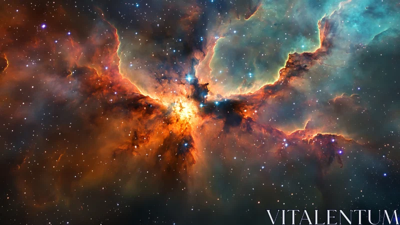 Stellar phoenix nebula ignites a storm of cosmic firelight.