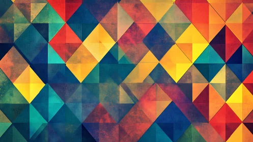 Geometric color blocks form vibrant overlapping triangular grid