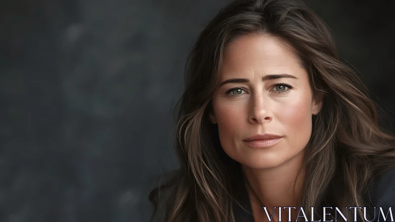 Confident woman with flowing hair in natural light, portrait style.